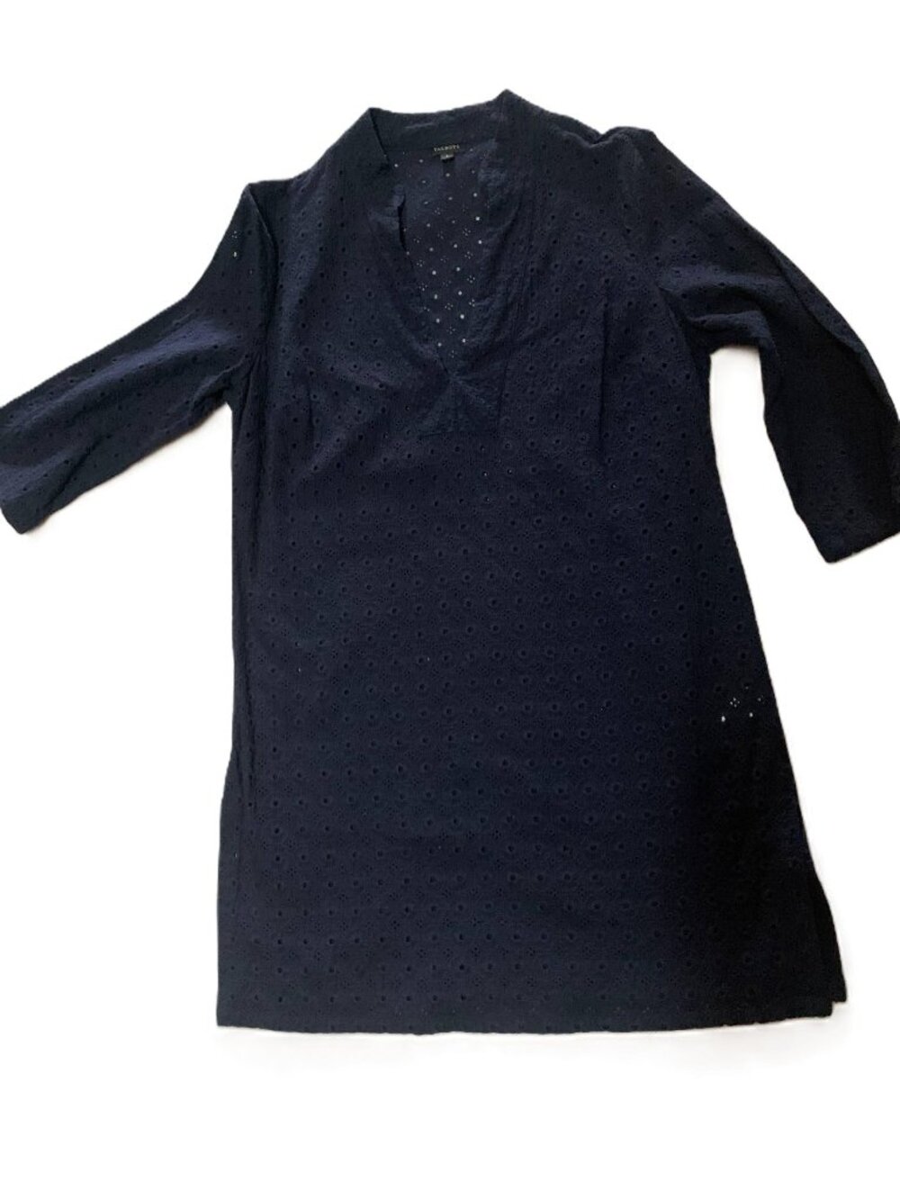 Navy Eyelet Cotton Tunic – Talbots – 3/4 Sleeve – L - Picture 6 of 10